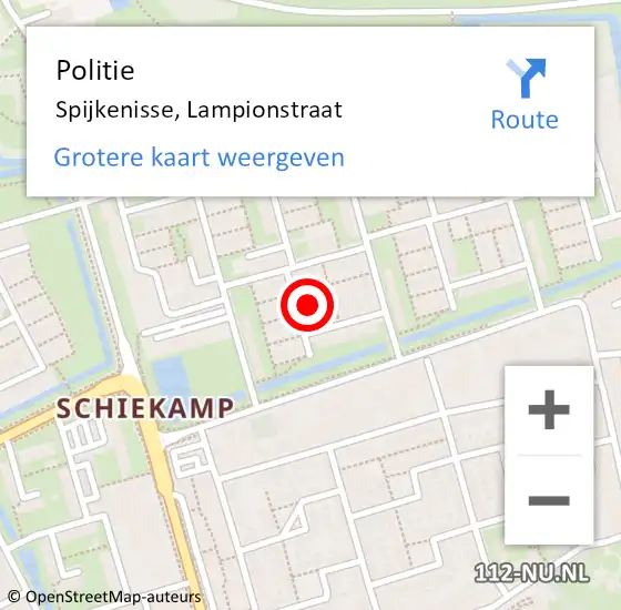 Locatie op kaart van de 112 melding: Politie Spijkenisse, Lampionstraat op 20 augustus 2024 19:12