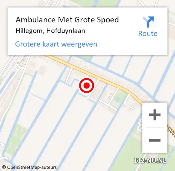 Locatie op kaart van de 112 melding: Ambulance Met Grote Spoed Naar Hillegom, Hofduynlaan op 20 augustus 2024 19:13