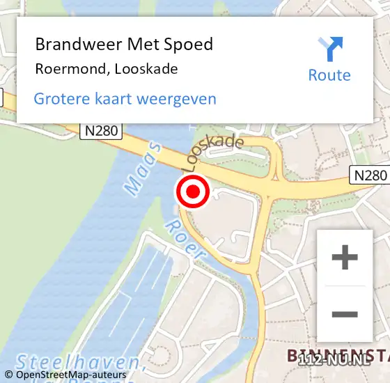 Locatie op kaart van de 112 melding: Brandweer Met Spoed Naar Roermond, Looskade op 20 augustus 2024 19:13