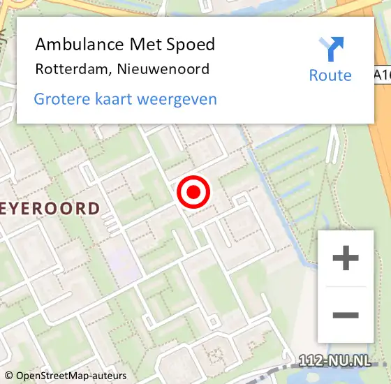 Locatie op kaart van de 112 melding: Ambulance Met Spoed Naar Rotterdam, Nieuwenoord op 20 augustus 2024 20:01