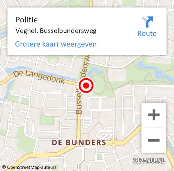 Locatie op kaart van de 112 melding: Politie Veghel, Busselbundersweg op 20 augustus 2024 20:09