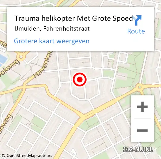 Locatie op kaart van de 112 melding: Trauma helikopter Met Grote Spoed Naar IJmuiden, Fahrenheitstraat op 20 augustus 2024 20:32