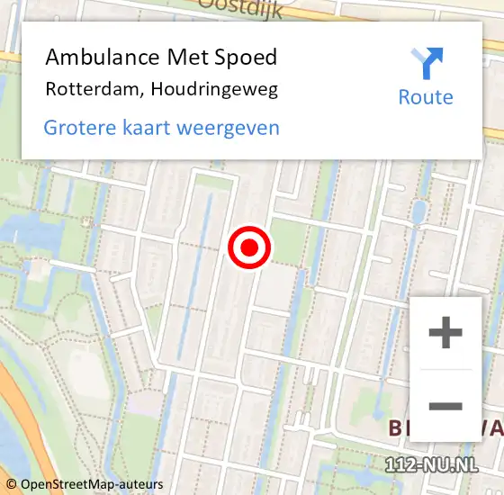 Locatie op kaart van de 112 melding: Ambulance Met Spoed Naar Rotterdam, Houdringeweg op 20 augustus 2024 20:35