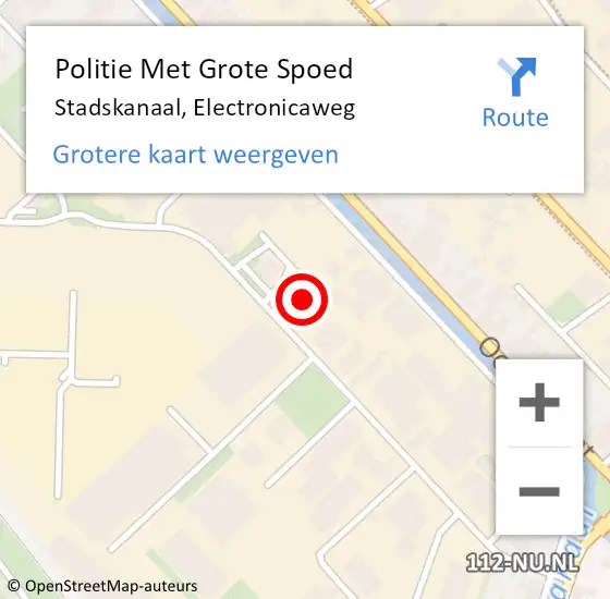 Locatie op kaart van de 112 melding: Politie Met Grote Spoed Naar Stadskanaal, Electronicaweg op 20 augustus 2024 20:45