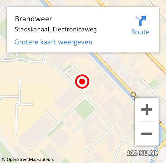 Locatie op kaart van de 112 melding: Brandweer Stadskanaal, Electronicaweg op 20 augustus 2024 20:50