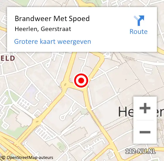 Locatie op kaart van de 112 melding: Brandweer Met Spoed Naar Heerlen, Geerstraat op 20 augustus 2024 21:08