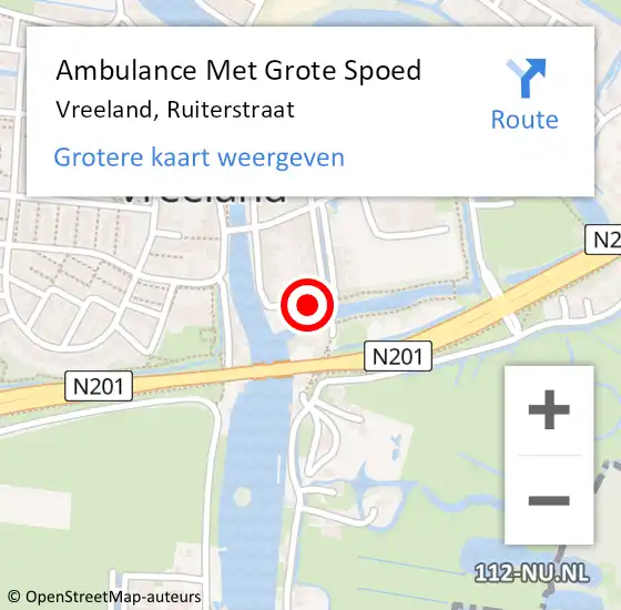 Locatie op kaart van de 112 melding: Ambulance Met Grote Spoed Naar Vreeland, Ruiterstraat op 20 augustus 2024 22:00