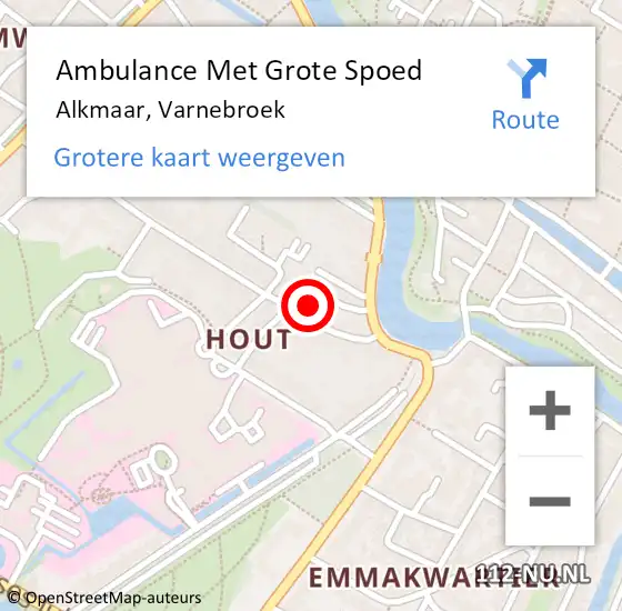 Locatie op kaart van de 112 melding: Ambulance Met Grote Spoed Naar Alkmaar, Varnebroek op 20 augustus 2024 22:05