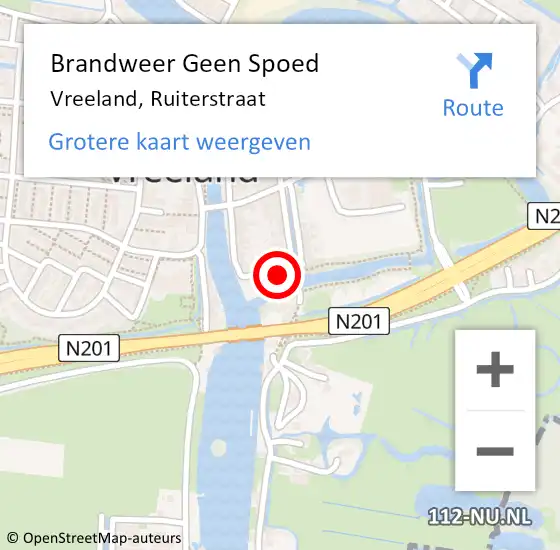 Locatie op kaart van de 112 melding: Brandweer Geen Spoed Naar Vreeland, Ruiterstraat op 20 augustus 2024 22:14