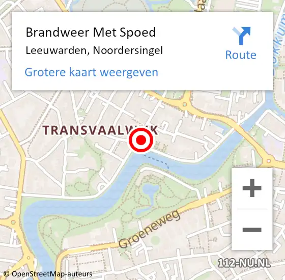 Locatie op kaart van de 112 melding: Brandweer Met Spoed Naar Leeuwarden, Noordersingel op 20 augustus 2024 22:41