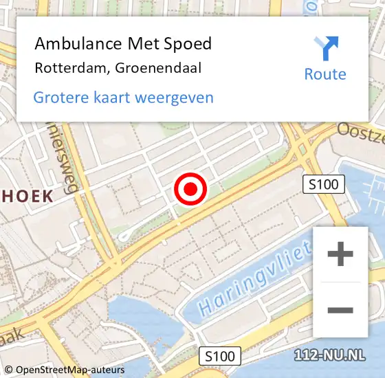 Locatie op kaart van de 112 melding: Ambulance Met Spoed Naar Rotterdam, Groenendaal op 20 augustus 2024 23:06