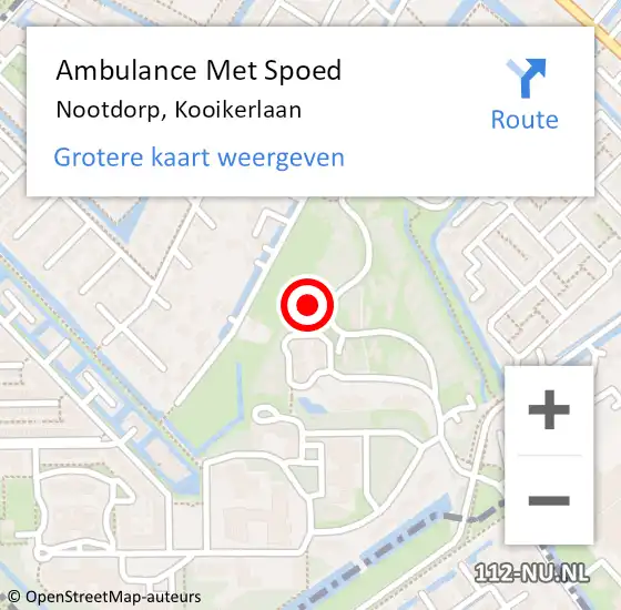 Locatie op kaart van de 112 melding: Ambulance Met Spoed Naar Nootdorp, Kooikerlaan op 20 augustus 2024 23:20