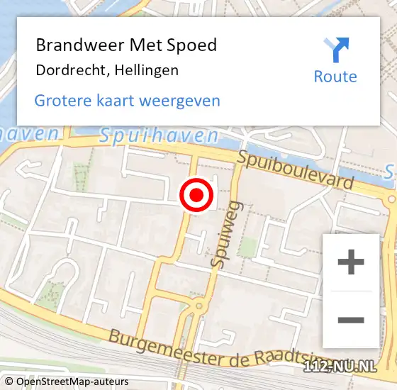 Locatie op kaart van de 112 melding: Brandweer Met Spoed Naar Dordrecht, Hellingen op 20 augustus 2024 23:46