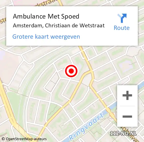 Locatie op kaart van de 112 melding: Ambulance Met Spoed Naar Amsterdam, Christiaan de Wetstraat op 20 augustus 2024 23:48