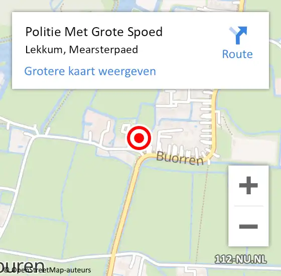 Locatie op kaart van de 112 melding: Politie Met Grote Spoed Naar Lekkum, Mearsterpaed op 21 augustus 2024 00:35