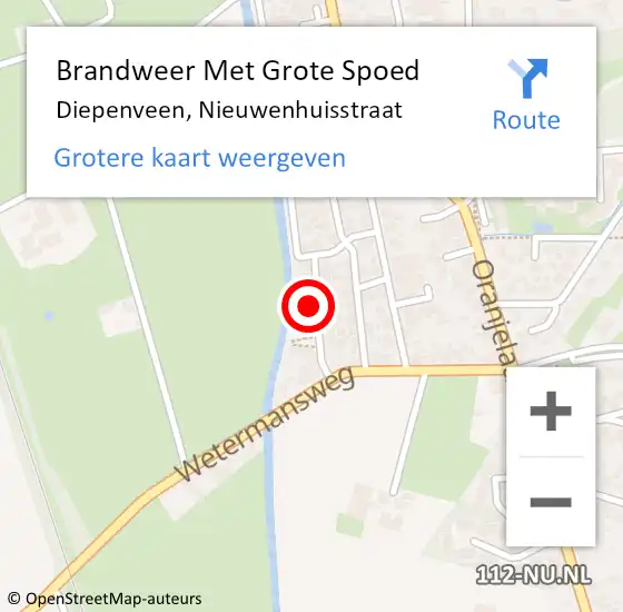 Locatie op kaart van de 112 melding: Brandweer Met Grote Spoed Naar Diepenveen, Nieuwenhuisstraat op 21 augustus 2024 01:42