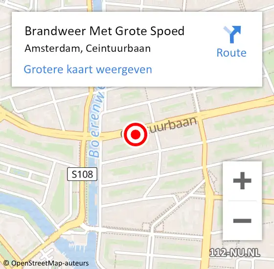 Locatie op kaart van de 112 melding: Brandweer Met Grote Spoed Naar Amsterdam, Ceintuurbaan op 21 augustus 2024 01:49