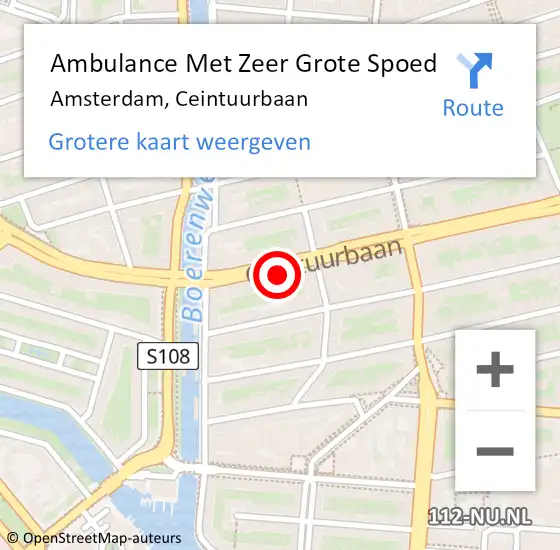 Locatie op kaart van de 112 melding: Ambulance Met Zeer Grote Spoed Naar Amsterdam, Ceintuurbaan op 21 augustus 2024 01:49