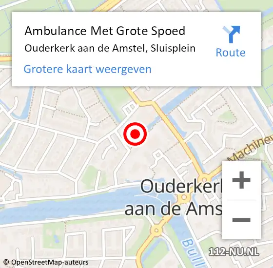 Locatie op kaart van de 112 melding: Ambulance Met Grote Spoed Naar Ouderkerk aan de Amstel, Sluisplein op 21 augustus 2024 01:56