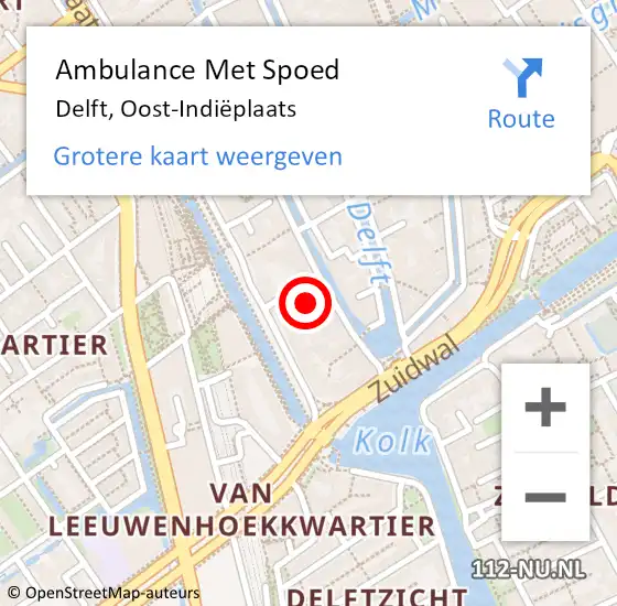 Locatie op kaart van de 112 melding: Ambulance Met Spoed Naar Delft, Oost-Indiëplaats op 21 augustus 2024 02:15