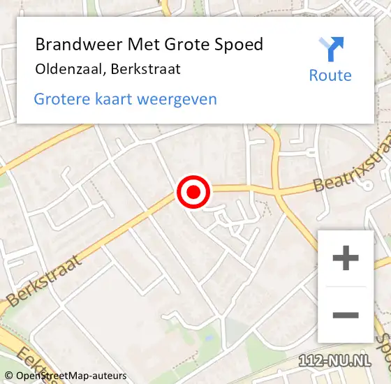 Locatie op kaart van de 112 melding: Brandweer Met Grote Spoed Naar Oldenzaal, Berkstraat op 21 augustus 2024 02:37