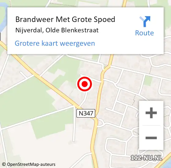 Locatie op kaart van de 112 melding: Brandweer Met Grote Spoed Naar Nijverdal, Olde Blenkestraat op 21 augustus 2024 04:29