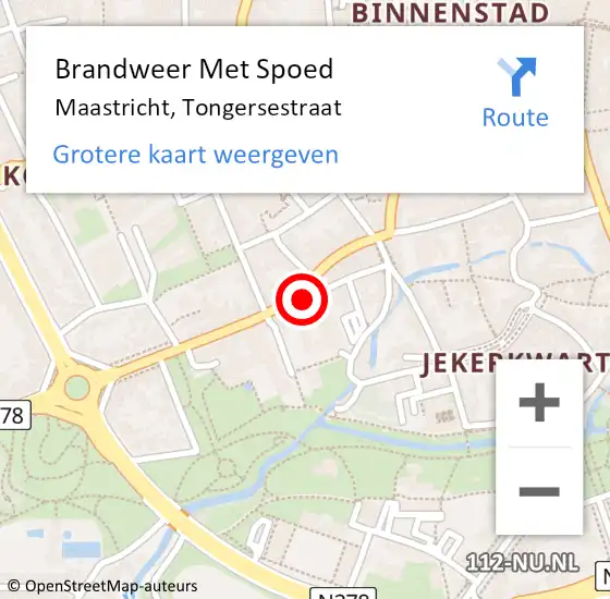 Locatie op kaart van de 112 melding: Brandweer Met Spoed Naar Maastricht, Tongersestraat op 21 augustus 2024 04:30