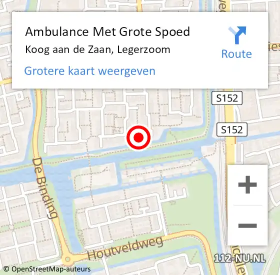 Locatie op kaart van de 112 melding: Ambulance Met Grote Spoed Naar Koog aan de Zaan, Legerzoom op 21 augustus 2024 04:53