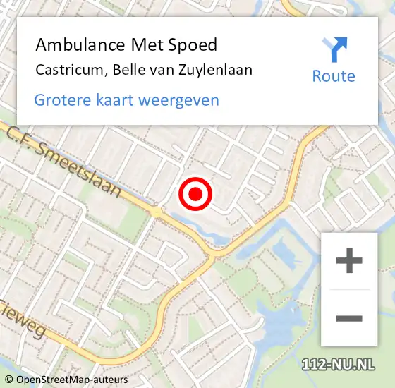 Locatie op kaart van de 112 melding: Ambulance Met Spoed Naar Castricum, Belle van Zuylenlaan op 21 augustus 2024 06:16