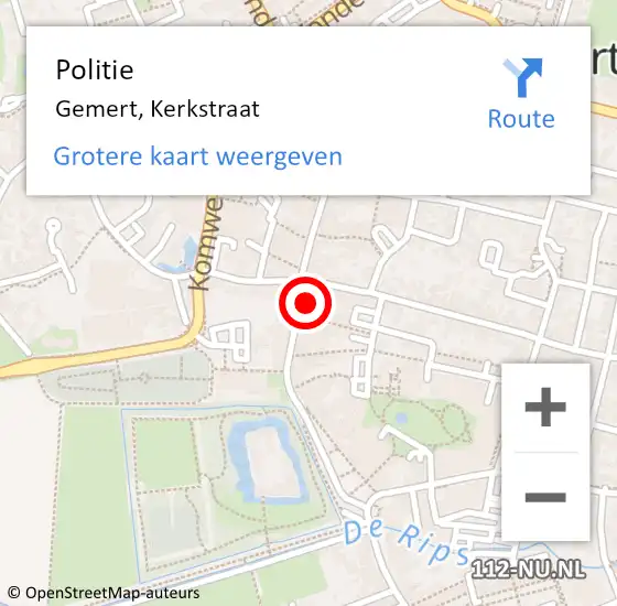 Locatie op kaart van de 112 melding: Politie Gemert, Kerkstraat op 21 augustus 2024 06:41