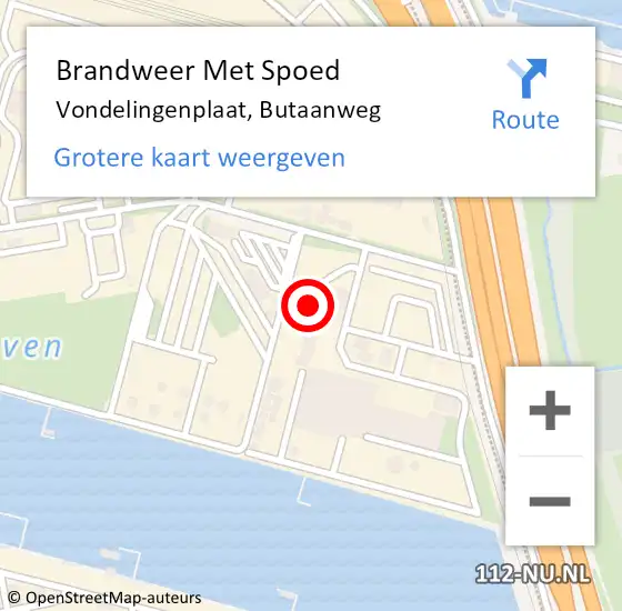 Locatie op kaart van de 112 melding: Brandweer Met Spoed Naar Vondelingenplaat, Butaanweg op 21 augustus 2024 07:21