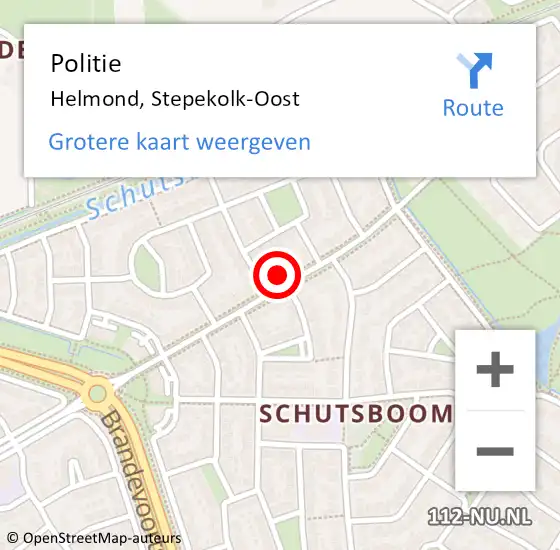 Locatie op kaart van de 112 melding: Politie Helmond, Stepekolk-Oost op 21 augustus 2024 07:38