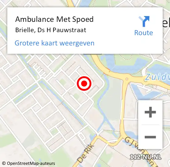 Locatie op kaart van de 112 melding: Ambulance Met Spoed Naar Brielle, Ds H Pauwstraat op 17 oktober 2014 02:13