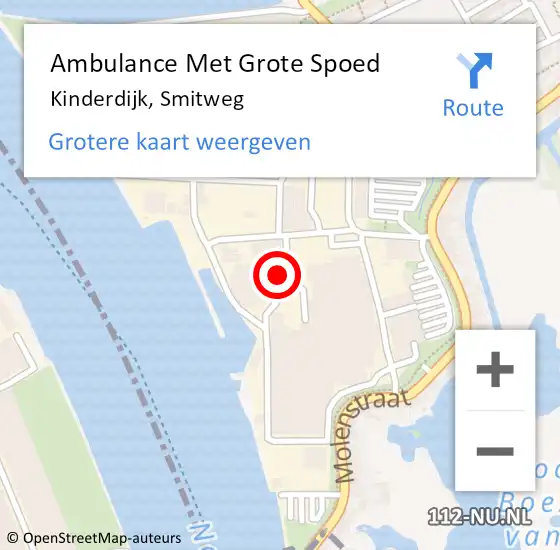 Locatie op kaart van de 112 melding: Ambulance Met Grote Spoed Naar Kinderdijk, Smitweg op 21 augustus 2024 08:15