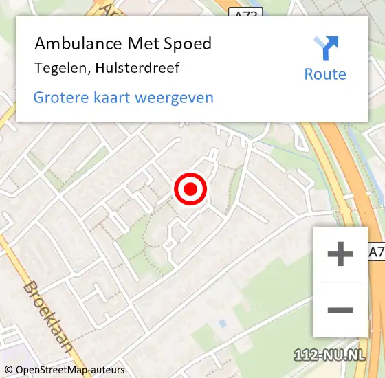 Locatie op kaart van de 112 melding: Ambulance Met Spoed Naar Tegelen, Hulsterdreef op 17 oktober 2014 02:17