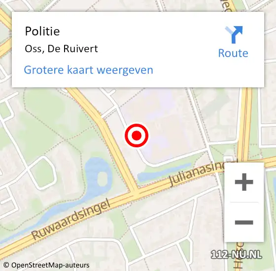 Locatie op kaart van de 112 melding: Politie Oss, De Ruivert op 21 augustus 2024 08:17