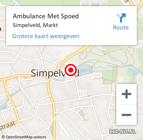 Locatie op kaart van de 112 melding: Ambulance Met Spoed Naar Simpelveld, Markt op 17 oktober 2014 02:18