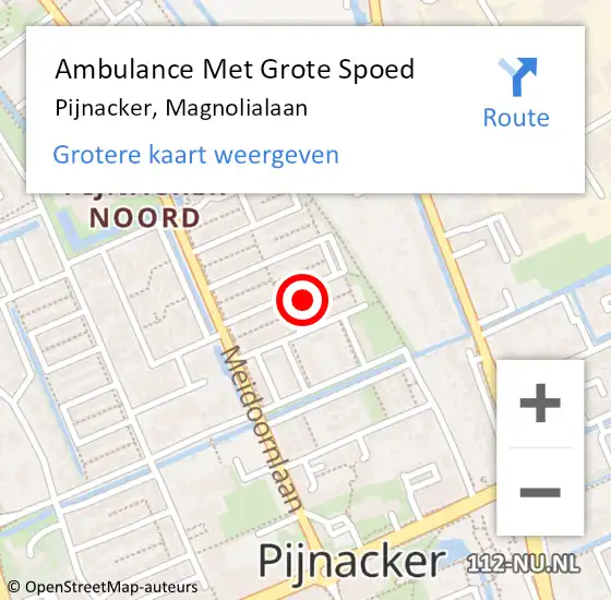 Locatie op kaart van de 112 melding: Ambulance Met Grote Spoed Naar Pijnacker, Magnolialaan op 21 augustus 2024 08:32