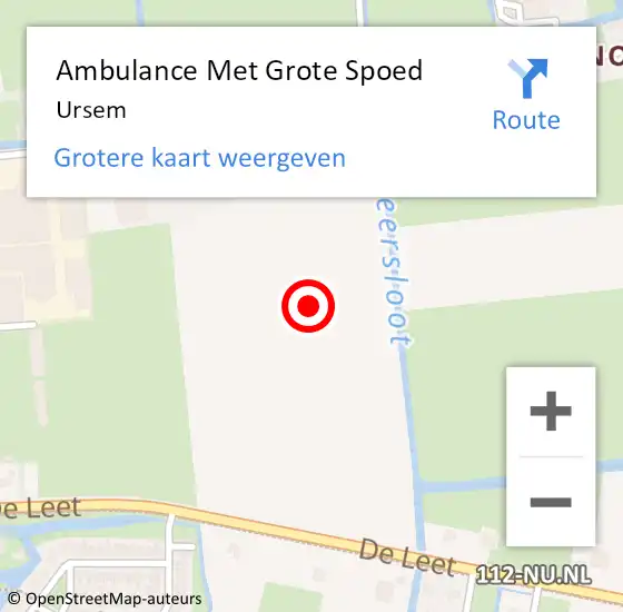 Locatie op kaart van de 112 melding: Ambulance Met Grote Spoed Naar Ursem op 21 augustus 2024 08:46