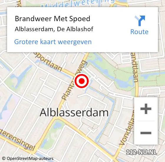 Locatie op kaart van de 112 melding: Brandweer Met Spoed Naar Alblasserdam, De Alblashof op 21 augustus 2024 08:47