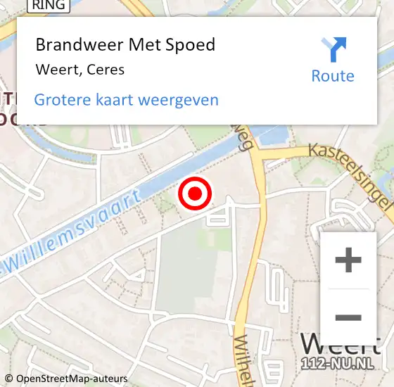 Locatie op kaart van de 112 melding: Brandweer Met Spoed Naar Weert, Ceres op 21 augustus 2024 08:50