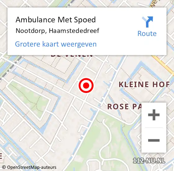 Locatie op kaart van de 112 melding: Ambulance Met Spoed Naar Nootdorp, Haamstededreef op 21 augustus 2024 08:53