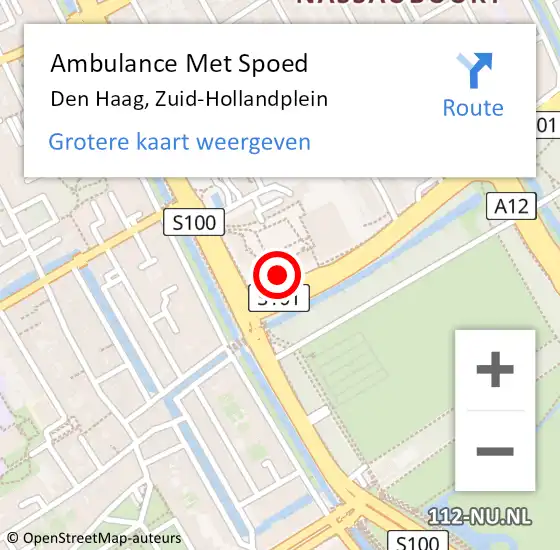 Locatie op kaart van de 112 melding: Ambulance Met Spoed Naar Den Haag, Zuid-Hollandplein op 21 augustus 2024 09:03