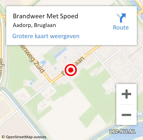 Locatie op kaart van de 112 melding: Brandweer Met Spoed Naar Aadorp, Bruglaan op 21 augustus 2024 09:11