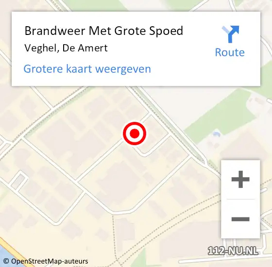 Locatie op kaart van de 112 melding: Brandweer Met Grote Spoed Naar Veghel, De Amert op 21 augustus 2024 09:17