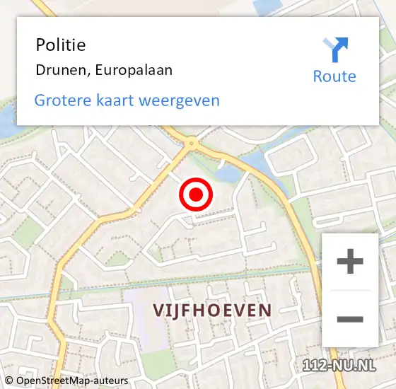 Locatie op kaart van de 112 melding: Politie Drunen, Europalaan op 21 augustus 2024 09:26