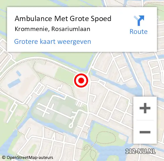 Locatie op kaart van de 112 melding: Ambulance Met Grote Spoed Naar Krommenie, Rosariumlaan op 21 augustus 2024 09:57