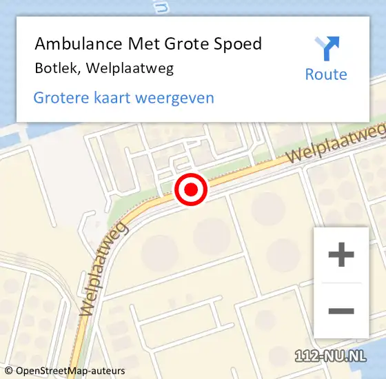 Locatie op kaart van de 112 melding: Ambulance Met Grote Spoed Naar Botlek, Welplaatweg op 17 oktober 2014 03:00