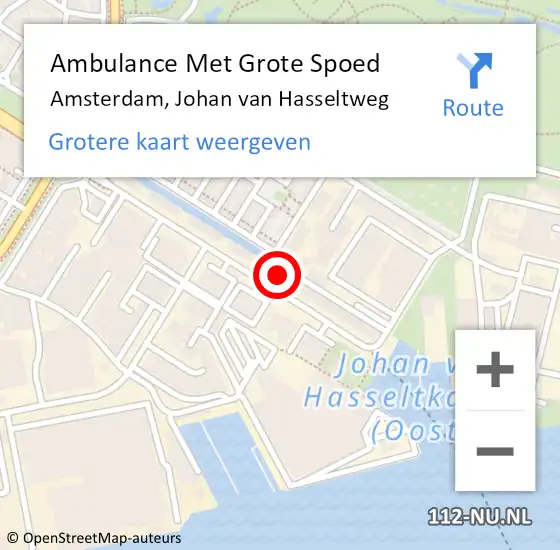 Locatie op kaart van de 112 melding: Ambulance Met Grote Spoed Naar Amsterdam, Johan van Hasseltweg op 21 augustus 2024 10:23