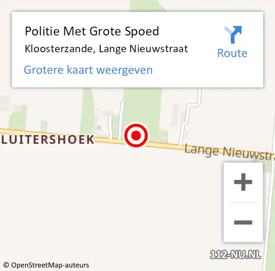 Locatie op kaart van de 112 melding: Politie Met Grote Spoed Naar Kloosterzande, Lange Nieuwstraat op 21 augustus 2024 10:26